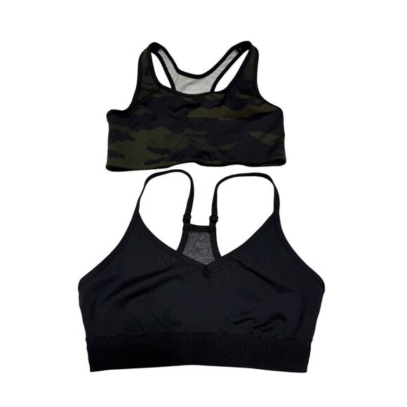 2 Victorias Secret Pink Ultimate Sports Bra Camouflage Black Small - Picture 1 of 6
